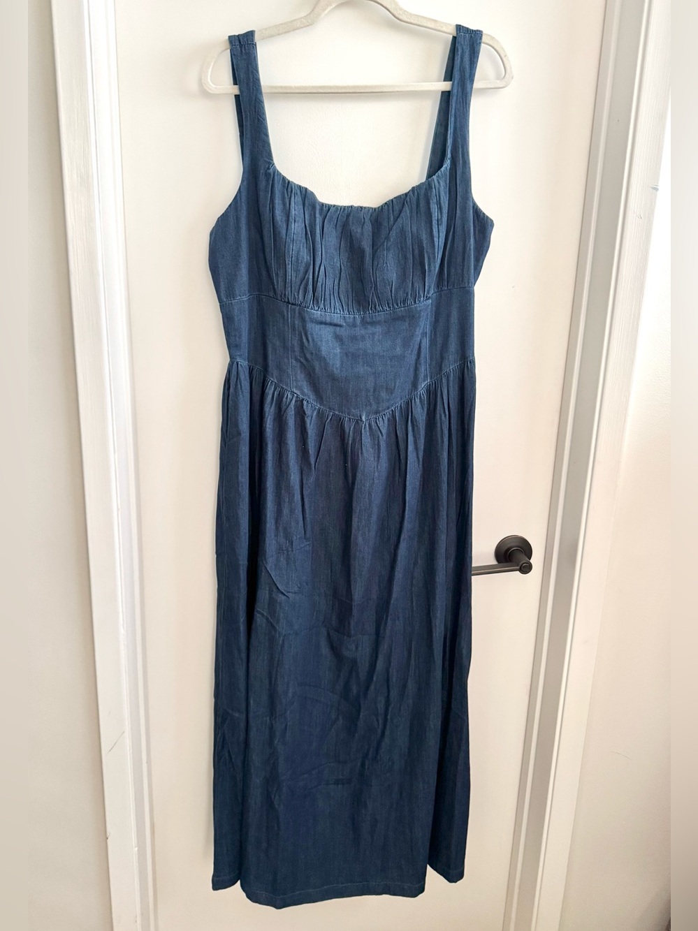 NWT Gap Denim Drop-Waist Corset Midi Dress XL